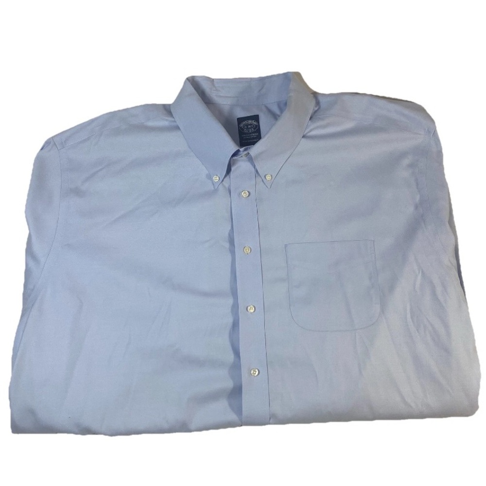 Brooks Brothers Shirt Men Size 20 36/37 Blue Oxford Formal Business Casual